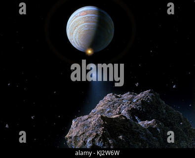 Comet Shoemaker-Levy 9 in accostamento a Giove Foto Stock