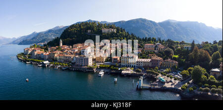Vista panoramica del villaggio di Bellagio sul Lago di Como in Italia Foto Stock