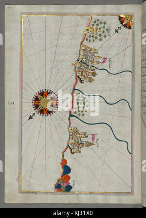 Piri Reis - Mappa della costa italiana a sud di Ancona per quanto riguarda il comune di Pescara - Walters W658195A - Pagina completa Foto Stock