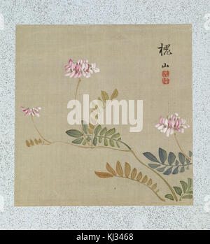 Yoshizawa Setsuan - foglia da album raffiguranti uccelli, fiori, paesaggi, e vasi di fiori - Walters 351747A Foto Stock