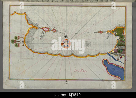 Piri Reis - Mappa della costa di Alessandria che mostra una porzione della stessa città - Walters W658300A - Pagina completa Foto Stock