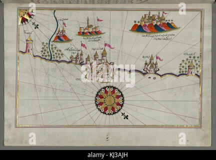 Piri Reis - Mappa della città di Lanciano e il circostante fortezze - Walters W658196A - Pagina completa Foto Stock