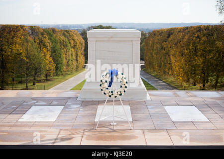 I rappresentanti di Washington Oxi giorno Foundation deporre una corona presso la tomba del Milite Ignoto presso il Cimitero Nazionale di Arlington (22549759206) Foto Stock