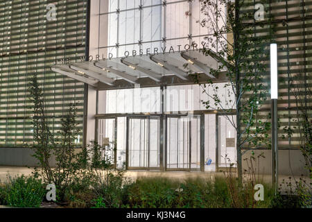 One world trade center ingresso osservatorio di notte nella prima settimana durante la quale gli affittuari hanno iniziato a occupare l'edificio. Foto Stock