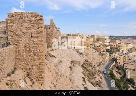 Al karak/kerak castello crociato fortezza in Giordania, medio oriente. Foto Stock