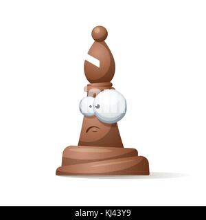 Divertente e carino a scacchi - i personaggi dei cartoni animati. Illustrazione Vettoriale