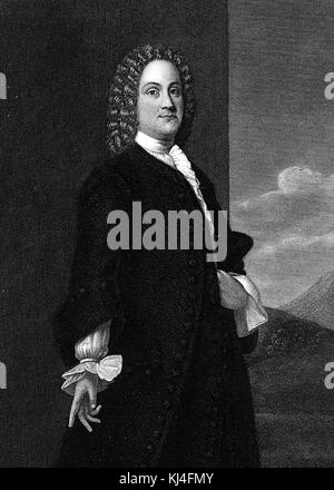 Incisi ritratto di Benjamin Franklin all'età di 20 anni, con gf tempesta, 1837. dalla biblioteca pubblica di new york. Foto Stock