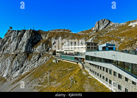 Storico albergo di montagna pilatus-kulm sul Pilatus massiccio, alpnachstad, Svizzera Foto Stock