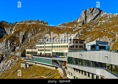 Storico albergo di montagna pilatus-kulm sul Pilatus massiccio, alpnachstad, Svizzera Foto Stock