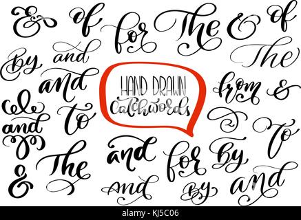 Grande raccolta di mano letterati '&' e parole chiave isolati su sfondo bianco. grande vettore set design per matrimonio inviti Save the date le carte e altri fermo Illustrazione Vettoriale