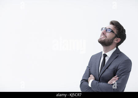 La cova bello ragazzo alzato la sua testa in alto Foto Stock