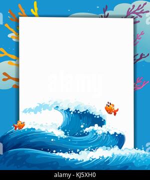 Illustrazione di un cartello di vuoto in mezzo al mare Illustrazione Vettoriale