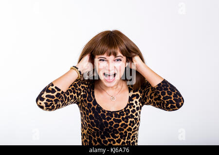 Una donna è indignato Foto Stock