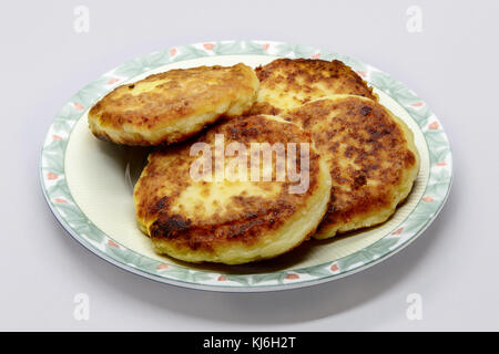 Stile russo cottage cheese pancakes. Foto Stock