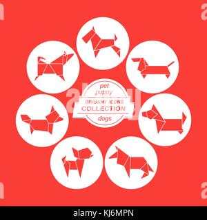 Set di icone di cani da cartoni animati Illustrazione Vettoriale