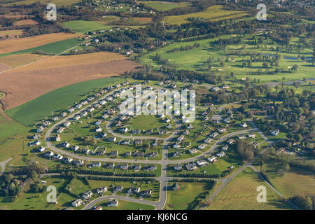 Vista aerea di sviluppo suburbano Foto Stock