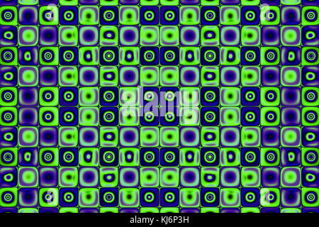 Simmetriche colorato luminoso blu e verde quadrati e cerchi Foto Stock
