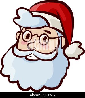 Ritratto di felice e carino Babbo Natale in cappello. Natale, simbolo di Natale. Illustrazione vettoriale dei cartoni animati Illustrazione Vettoriale