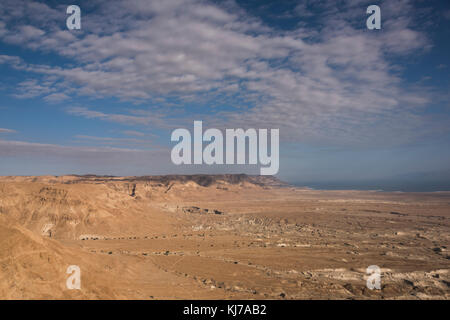 Vista panoramica del deserto, Masada, il Deserto della Giudea, Mar Morto, Regione, Israele Foto Stock