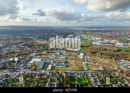 Zona commerciale Aachen-Brand, preparazione AAV, conversione, ritrattamento di un cantiere di caserma, ex caserma belga Camp Pirotte ad Aachen-Brand A44, Foto Stock