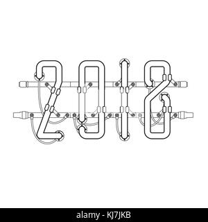 Bianco e nero segno al neon 2018 Illustrazione Vettoriale