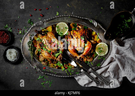 Pollo arrosto cena Foto Stock