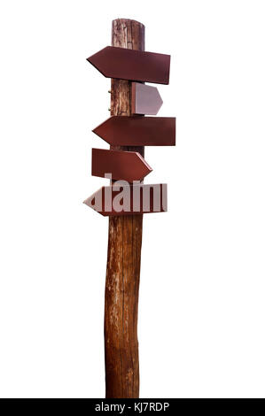 Legno vecchio puntatore. isolato su bianco. compresi tracciato di ritaglio Foto Stock