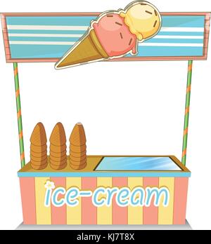 Illustrazione di un di legno icecream stand su sfondo bianco Illustrazione Vettoriale