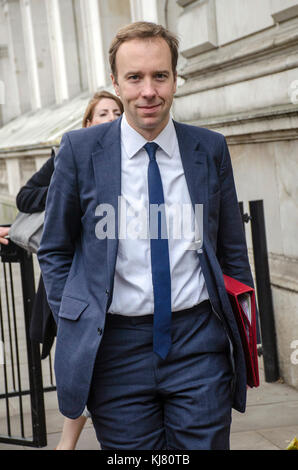 Londra, UK, 21/11/2017 Matthew John David 'Matt' Hancock MP un partito conservatore britannico politico arriva a Downing Street. Foto Stock