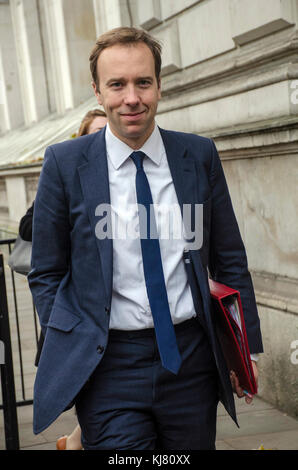 Londra, UK, 21/11/2017 Matthew John David 'Matt' Hancock MP un partito conservatore britannico politico arriva a Downing Street. Foto Stock