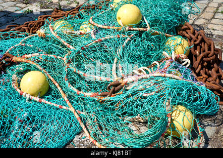 Rete da pesca nel Porto di Dieppe, Normandia, Francia Foto Stock