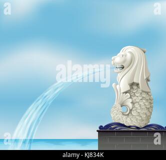 Illustrazione della statua del Merlion Illustrazione Vettoriale