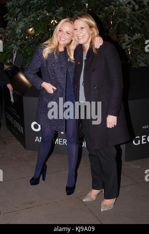 Londra, Regno Unito. 22 novembre, 2017. annuale di natale illuminazione ad albero quest anno presentatore radio e ex spice girl emma bunton per accendere la Georg Jensen albero di natale luci su xx novembre 2017 presso il Royal Exchange. Credito: vedere li/alamy live news Foto Stock