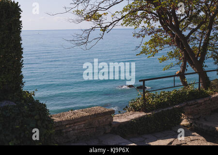 Vista dal giardino botanico di Balchik, Bulgaria Foto Stock