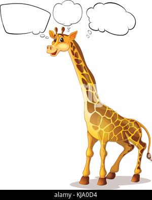 Illustrazione di una giraffa con didascalie vuota su sfondo bianco Illustrazione Vettoriale