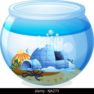 Illustrazione di una grotta all'interno dell'acquario su sfondo bianco Illustrazione Vettoriale
