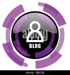 Blog di violetto rosa moderno vettore di progettazione web e icona dello smartphone. tasto rotondo in eps 10 isolato su sfondo bianco. Illustrazione Vettoriale