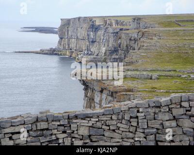 Rovine di antiche Ring Fort affacciato sull'Oceano Atlantico in Irlanda rurale Foto Stock