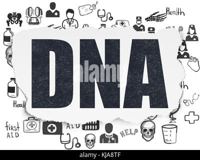 Il concetto di assistenza sanitaria: dna sulla carta strappata sfondo Foto Stock