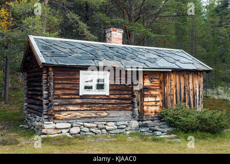 Casa di tronchi in Norvegia Foto Stock