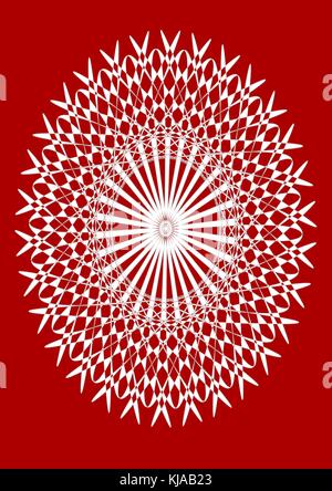 Grande fiocco di neve bianca su sfondo rosso Illustrazione Vettoriale