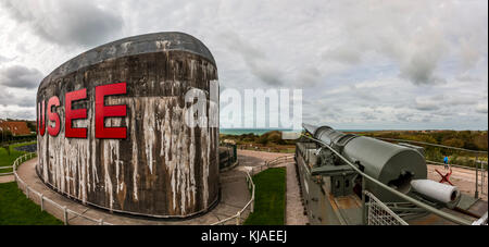 La batteria di Todt, il tempo di guerra tedesco bunker sulla costa di Dunkirk, Francia. Foto Stock