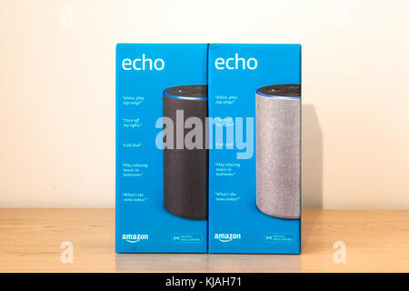 Leeds, Regno Unito - 2 November 2017. Amazon echo seconda generazione di alexa Foto Stock