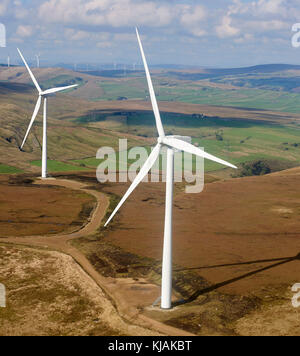 Fattoria eolica, Pennine Hills, a nord di Rochdale, Lancashire, North West England, Regno Unito Foto Stock