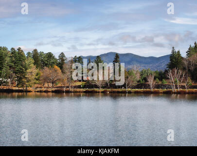 Mirror lake, Lake Placid, new york Foto Stock