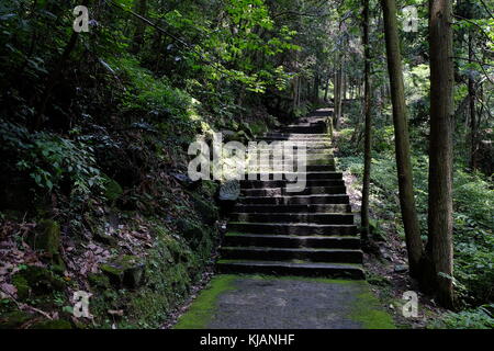 La scalinata in pietra che conduce fino alle montagne di zhangjiajie National Forest park nella provincia del Hunan, Cina Foto Stock