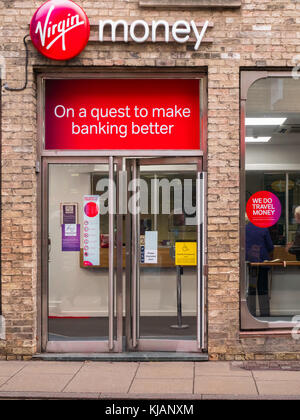 Virgin money bank, su Sidney Street, nel centro della città di Cambridge, Inghilterra. Foto Stock