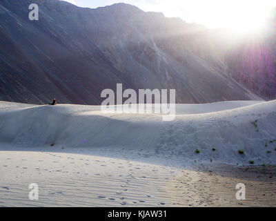 Bambini che si divertono a dune di sabbia - Valle di Nubra Ladakh India Foto Stock