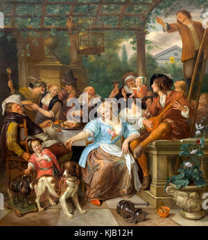 Merry Company on a Terrace, Jan Steen, circa 1670, Metropolitan Museum of Art, Manhattan, New York City, USA, Nord America Foto Stock