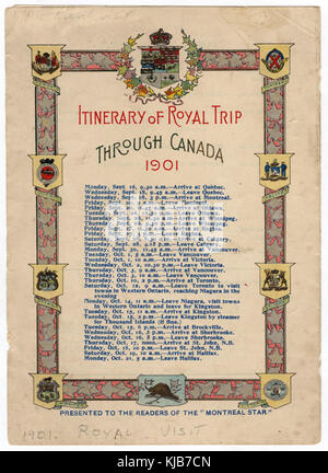 Royal visita in Canada 1901 (back cover itinerario) Foto Stock